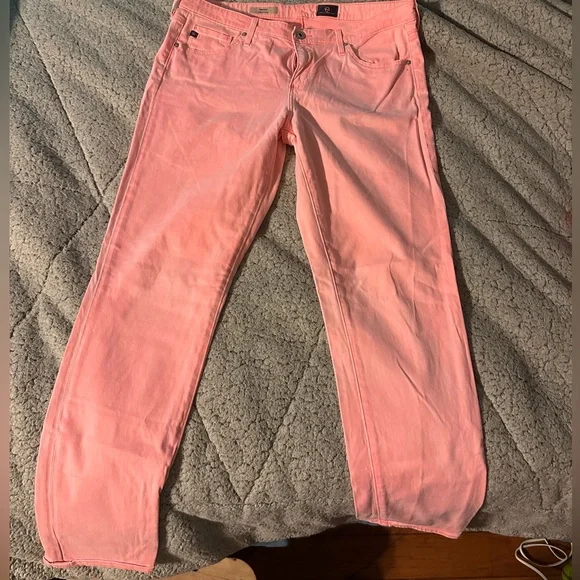 AG Adriano Goldschmied Pink Straight Leg Pants - Picture 1 of 1